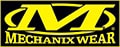 Logo Mechanix Wear noir et jaune avec un M stylisé et le nom de la marque, emblème des gants et équipements de travail.